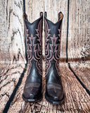 Front view of the Ironclad Rodeo Circle G Boots in a wood backdrop.