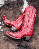 The Sierra Stallion Circle G Boots displayed on cowhide.