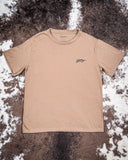 Front view of the Concho Hooey T-Shirt displayed on cowhide.