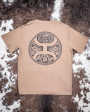 Back view of the Concho Hooey T-Shirt displayed on cowhide.