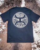 Back view of the Concho Hooey T-Shirt displayed on cowhide.