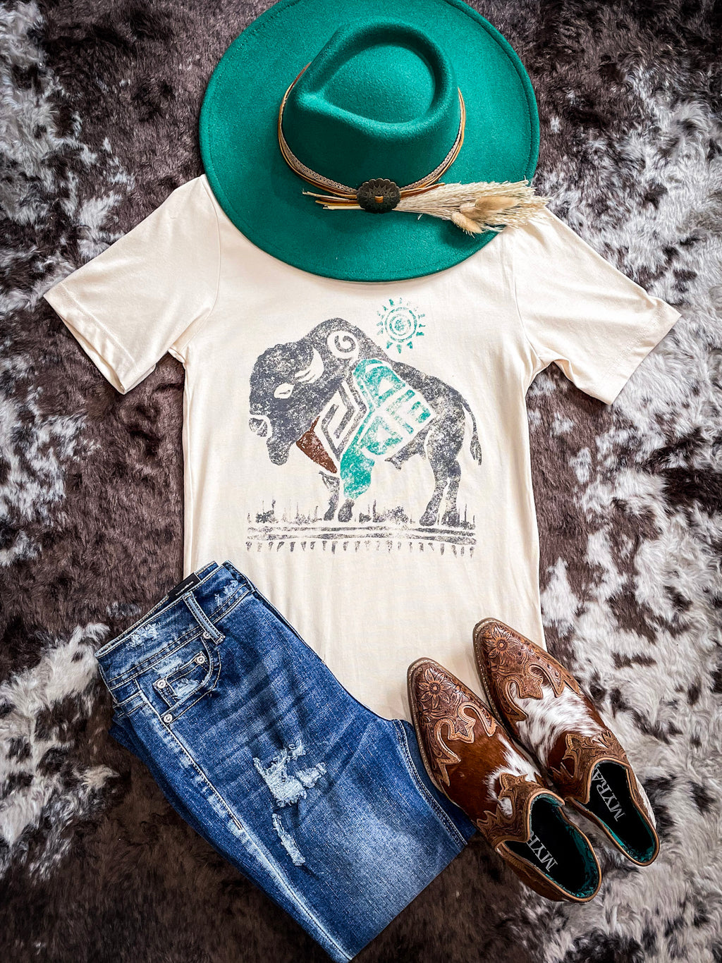 Cowboy Hats, Boots & Saddle Print Western Cotton Bandana in Navy