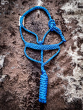 Flat Braid Halter with 8ft Lead- Blue