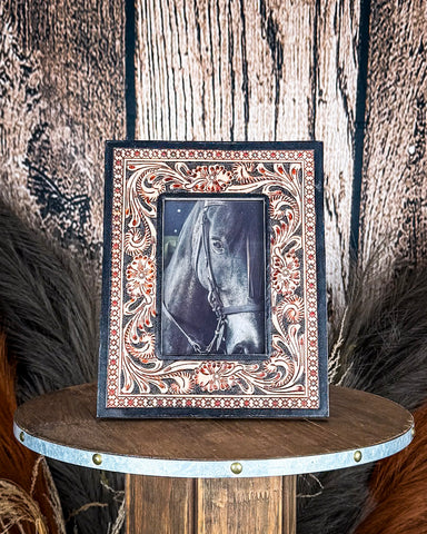 Front view of the Myra Bag - Classic Country Photo Frame on a wood background.