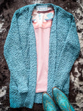 Aspen Popcorn Sweater- Dusty Teal