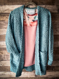 Aspen Popcorn Sweater- Dusty Teal