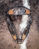Signature Western Headstall displayed on cowhide.