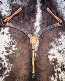 Crystal Collection Breast Collar displayed on cowhide.