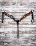 Beaded Cactus Breast Collar displayed on a wood background.