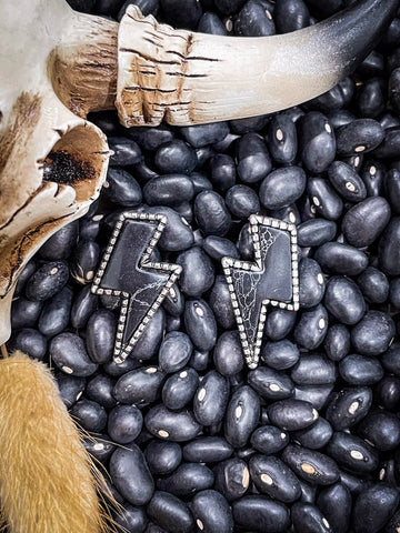 Thunder Stud Earrings - Black