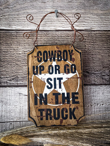 Wood Western Mini Sign - Cowboy Up