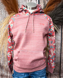 Punchy Ladies Hooey Hoodie in Mahogany with Aztec pattern displayed on mannequin.