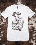 Actin' Up Graphic Tee displayed on hide background.