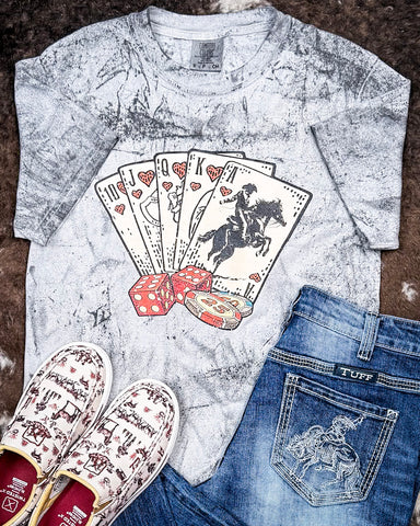 Cowboy Playing Cards Graphic Tee - Smoke