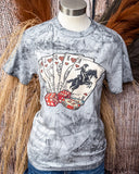 Cowboy Playing Cards Graphic Tee - Smoke