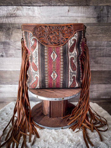 Myra Bag - Mojave Paisley Fringed Hand Tooled Bag