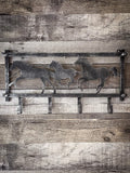Horses and Barbwire Wall Rack in Hammered Finish- Silver