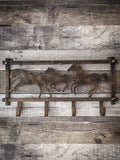 Horses and Barbwire Wall Rack in Hammered Finish- Bronze