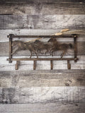 Horses and Barbwire Wall Rack in Hammered Finish- Bronze