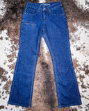 Tuff Sport Bootcut Jeans displayed on cowhide.
