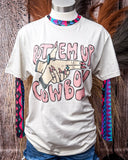 Retro Funk Mesh Top styled and displayed on a mannequin in front of wood background.