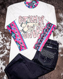 Retro Funk Mesh Top styled and displayed on cowhide.
