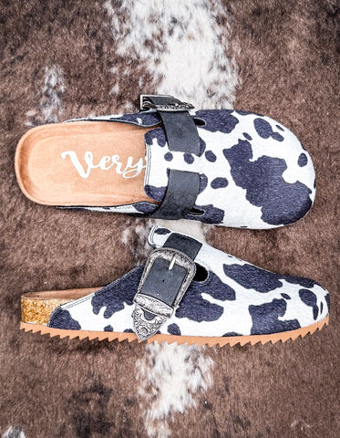 Andi Slip on Mule in Black Cow Print by Very G