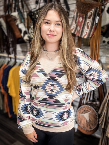 Melody Aztec Print Pullover Top