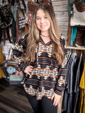 Open Plains Aztec Print Sweater Hoodie