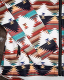 Zoom in of the Southern Roots Soft Shell Jacket to show the design.