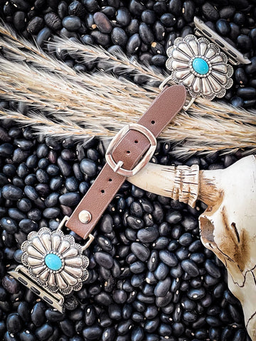 Wanda Western Style Turquoise and Leather Watch Band