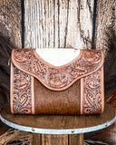 Myra Bag - Copper Charm Hand Tooled Bag in Earthen Hide & White