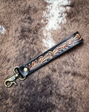 Myra Bag - Blacksmith Trail Tooled Leather Key Fob in Canyon Ember