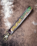 Myra Bag - Verdant Vines Tooled Leather Key Fob in Copper Brown
