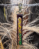Myra Bag - Verdant Vines Tooled Leather Key Fob in Copper Brown