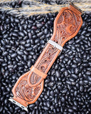 Myra Bag - Lone Star Hand Tooled Leather Watch Band in Antique Saddle Brown