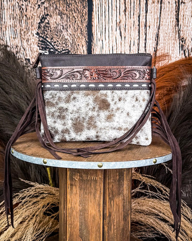 Ardelle Hair on Hide Fringe Crossbody Bag