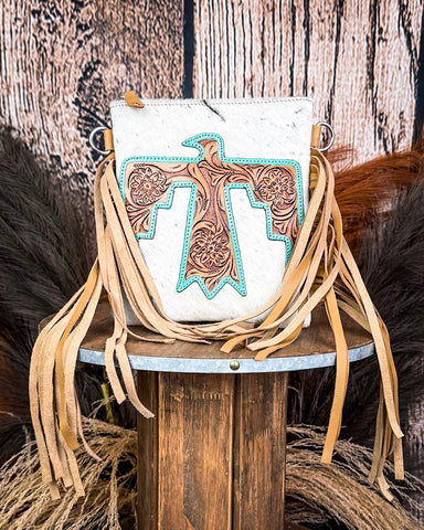 Talon Hair on Hide Fringe Crossbody Bag
