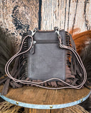 Reveena Hair on Hide Fringe Phone Crossbody Bag