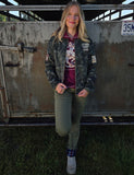 Cowgirl Tuff - Army Carpenter Flannel Lined Bootcut Jeans – Natural Waist Olive Green