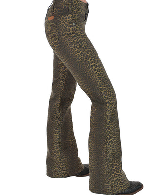 Leopard print pants on a white background