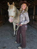 Cowgirl Tuff - Brown Boot Stitch High-Rise Trouser Jeans