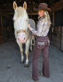 Cowgirl Tuff - Brown Boot Stitch High-Rise Trouser Jeans