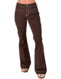 Cowgirl Tuff - Brown Boot Stitch High-Rise Trouser Jeans