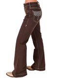 Cowgirl Tuff - Brown Boot Stitch High-Rise Trouser Jeans