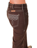 Cowgirl Tuff - Brown Boot Stitch High-Rise Trouser Jeans
