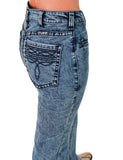 Cowgirl Tuff - Boot Stitch Blues High-Rise Trouser Jeans –  Light Wash
