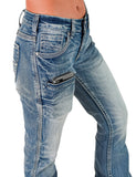 Cowgirl Tuff - Tuff Competitor Mid-Rise Bootcut Jeans – Medium Wash with Triple Stitch Detail