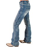 Cowgirl Tuff - Tuff Competitor Mid-Rise Bootcut Jeans – Medium Wash with Triple Stitch Detail