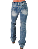 Cowgirl Tuff - Tuff Competitor Mid-Rise Bootcut Jeans – Medium Wash with Triple Stitch Detail